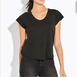 AYR Cap Sleeve Scoop Neck Boxy Tee Black Womens XS